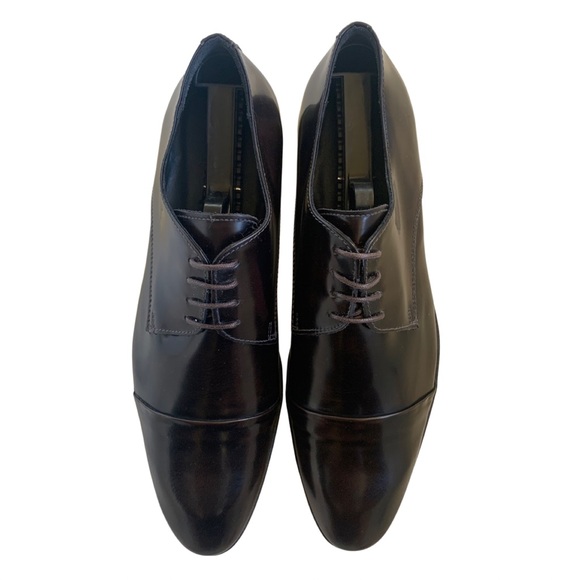 Cerruti 1881 Dark Brown Leather Cap Toe Shoes - Picture 3 of 6